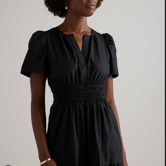 Quince 100% Organic Cotton Poplin Tiered Maxi Dress | Black | Size S - Picture 2 of 10